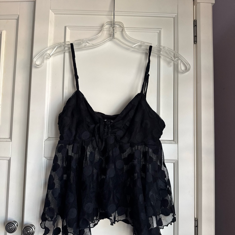 Kimchi Blue Black Sheer Polka Dot Camisole